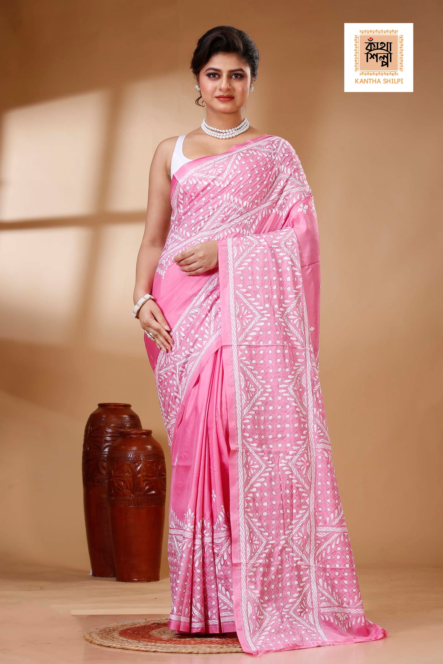 Bangalore Silk Kantha Stitch Saree SN202523564