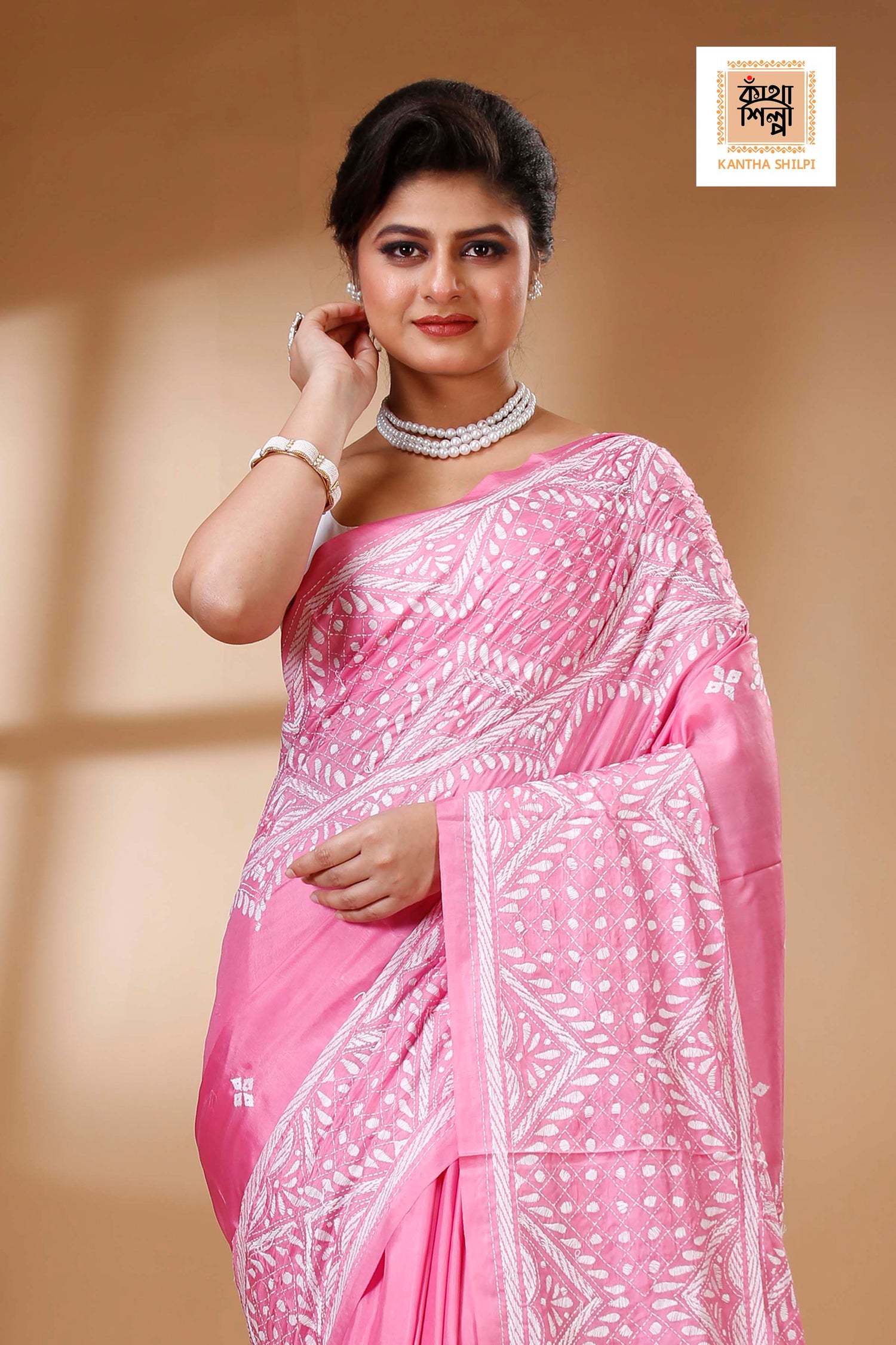 Bangalore Silk Kantha Stitch Saree SN202523564