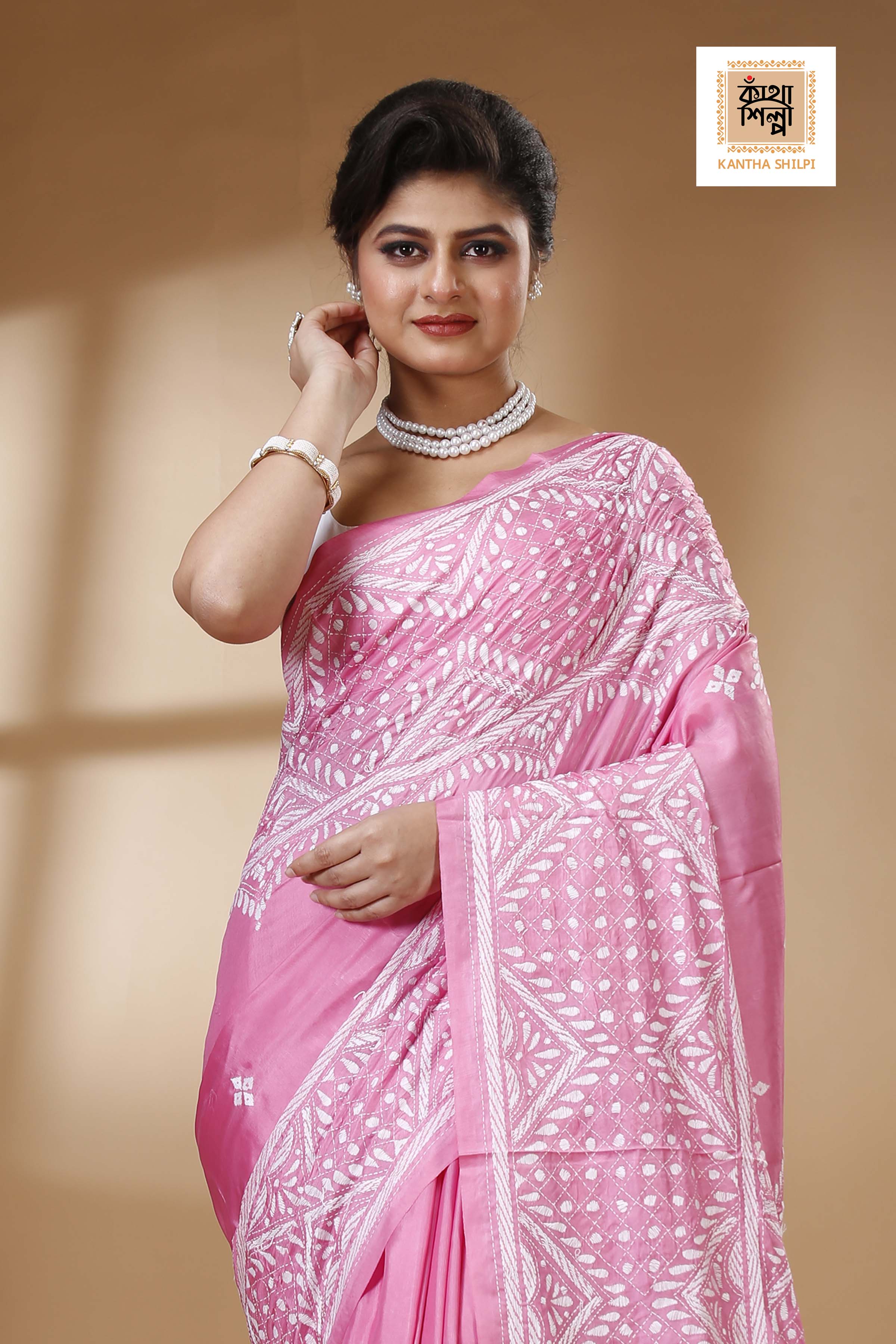 Bangalore Silk Kantha Stitch Saree SN202523564