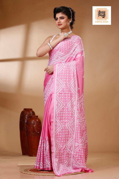 Bangalore Silk Kantha Stitch Saree SN202523564
