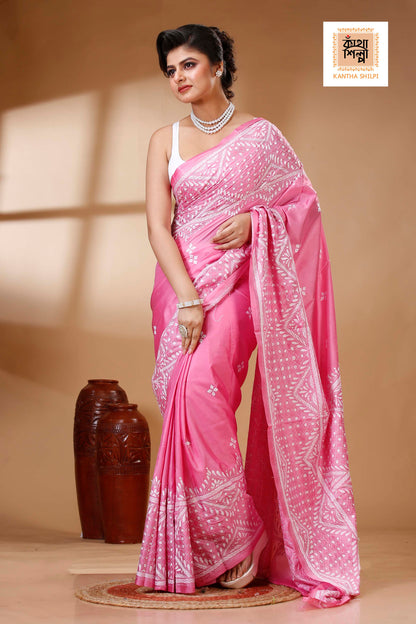 Bangalore Silk Kantha Stitch Saree SN202523564