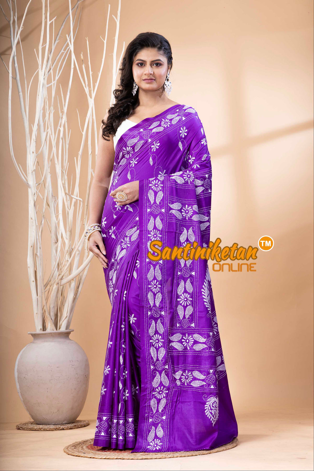 Bangalore Silk Kantha Stitch Saree SN202523570