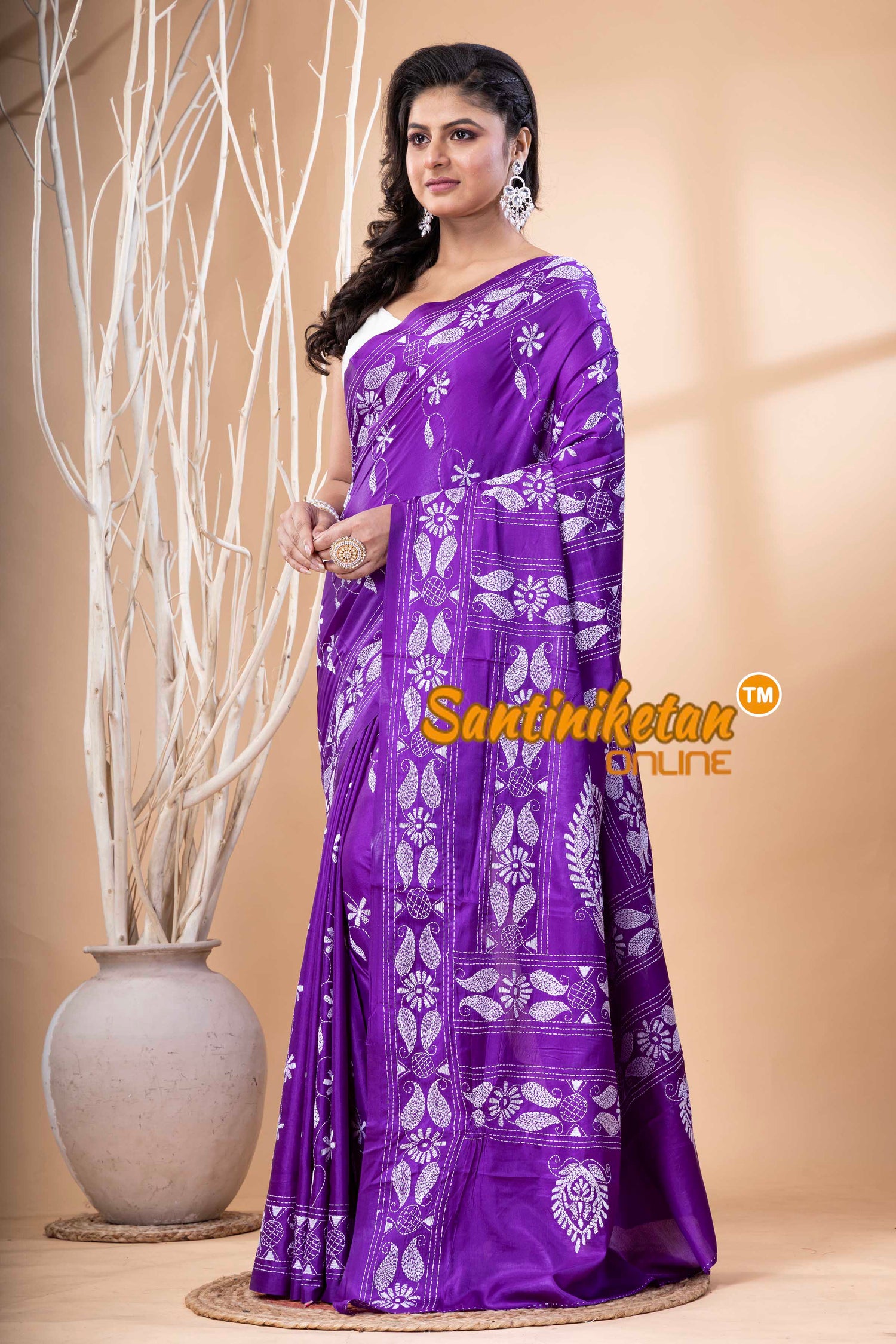 Bangalore Silk Kantha Stitch Saree SN202523570