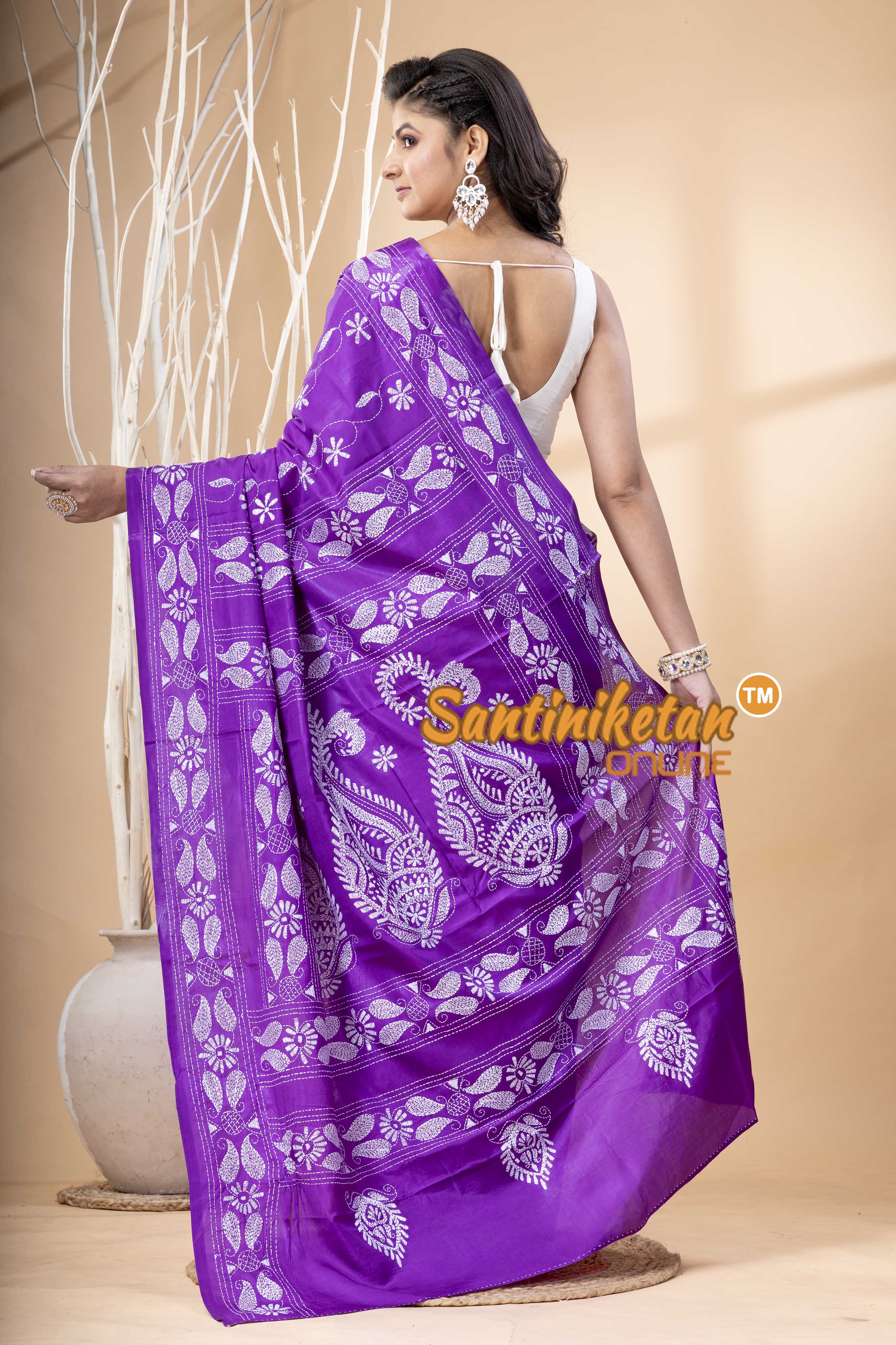 Bangalore Silk Kantha Stitch Saree SN202523570