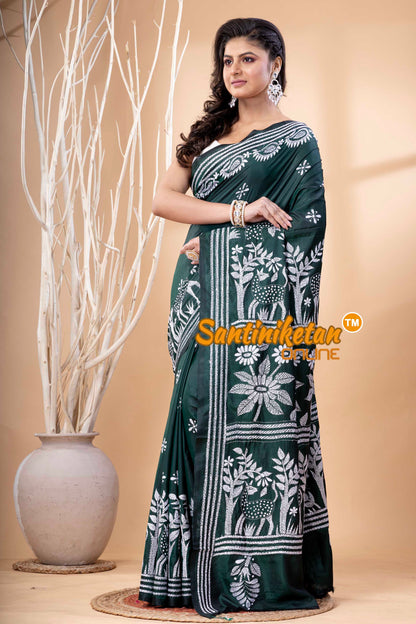 Bangalore Silk Kantha Stitch Saree SN202523582