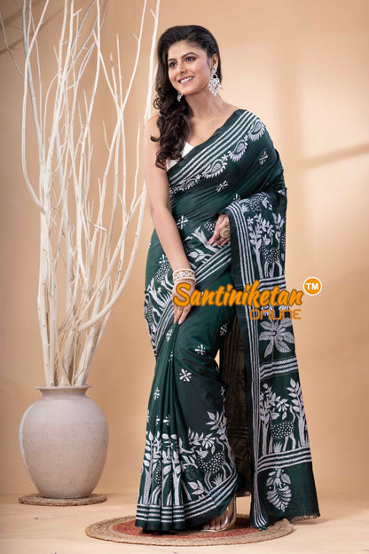 Bangalore Silk Kantha Stitch Saree SN202523582