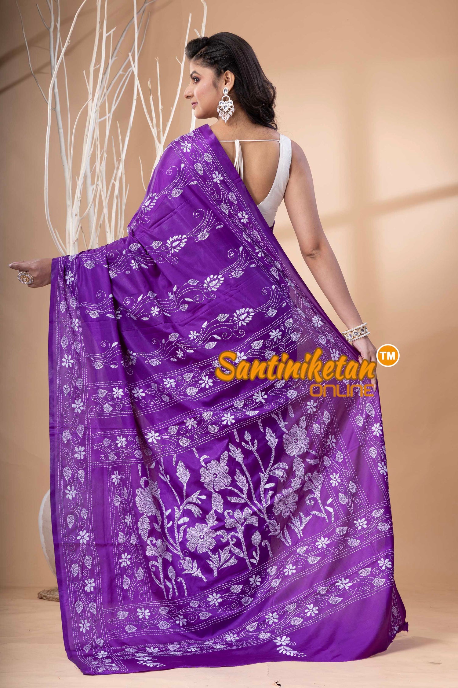 Bangalore Silk Kantha Stitch Saree SN202523594