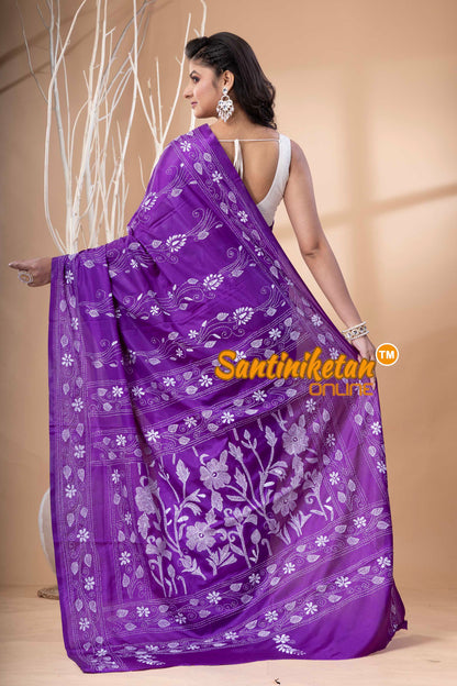 Bangalore Silk Kantha Stitch Saree SN202523594