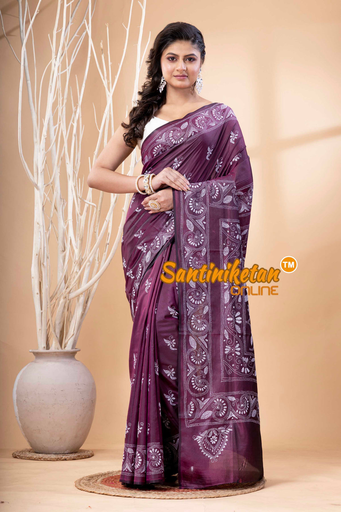 Bangalore Silk Kantha Stitch Saree SN202523606