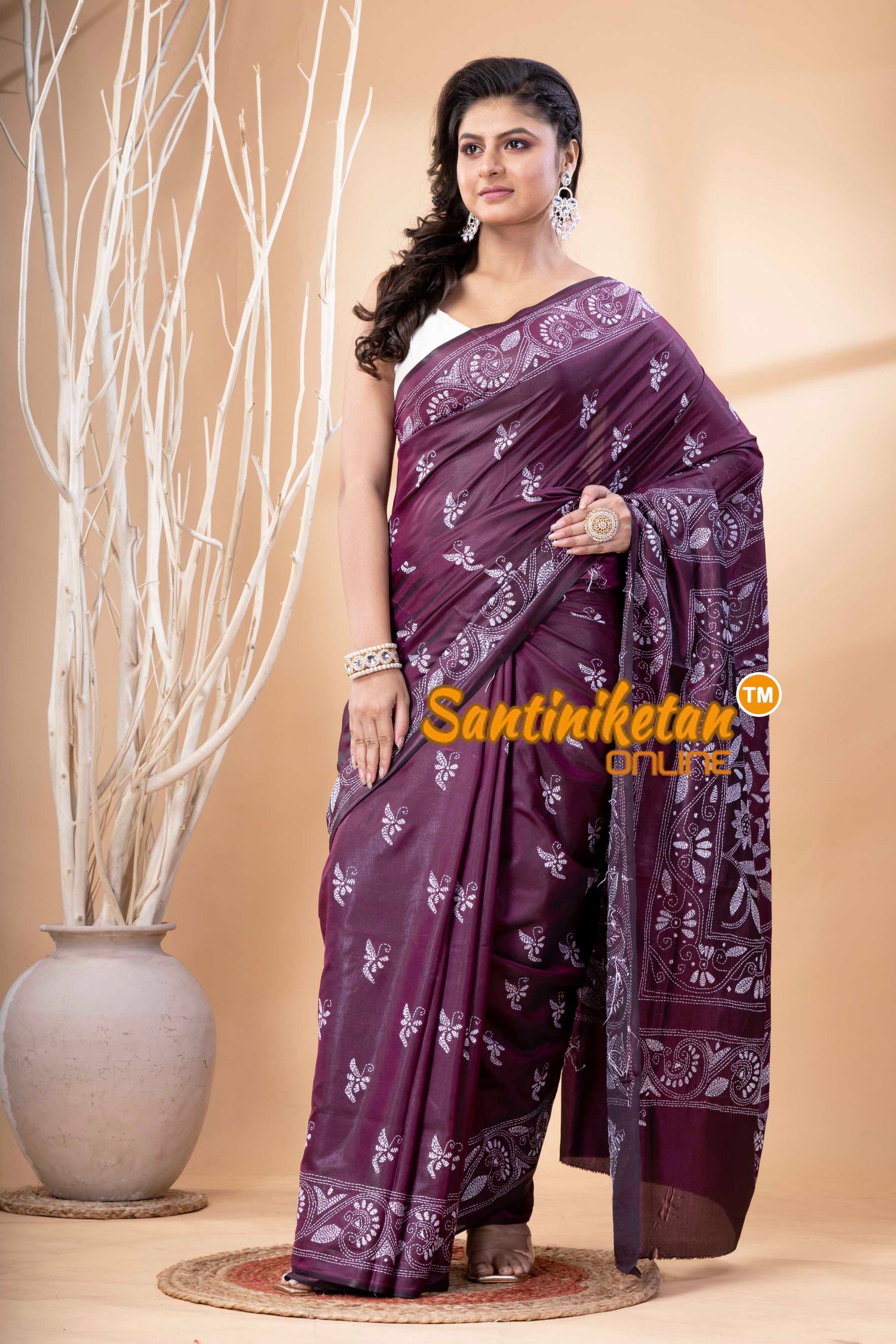 Bangalore Silk Kantha Stitch Saree SN202523606