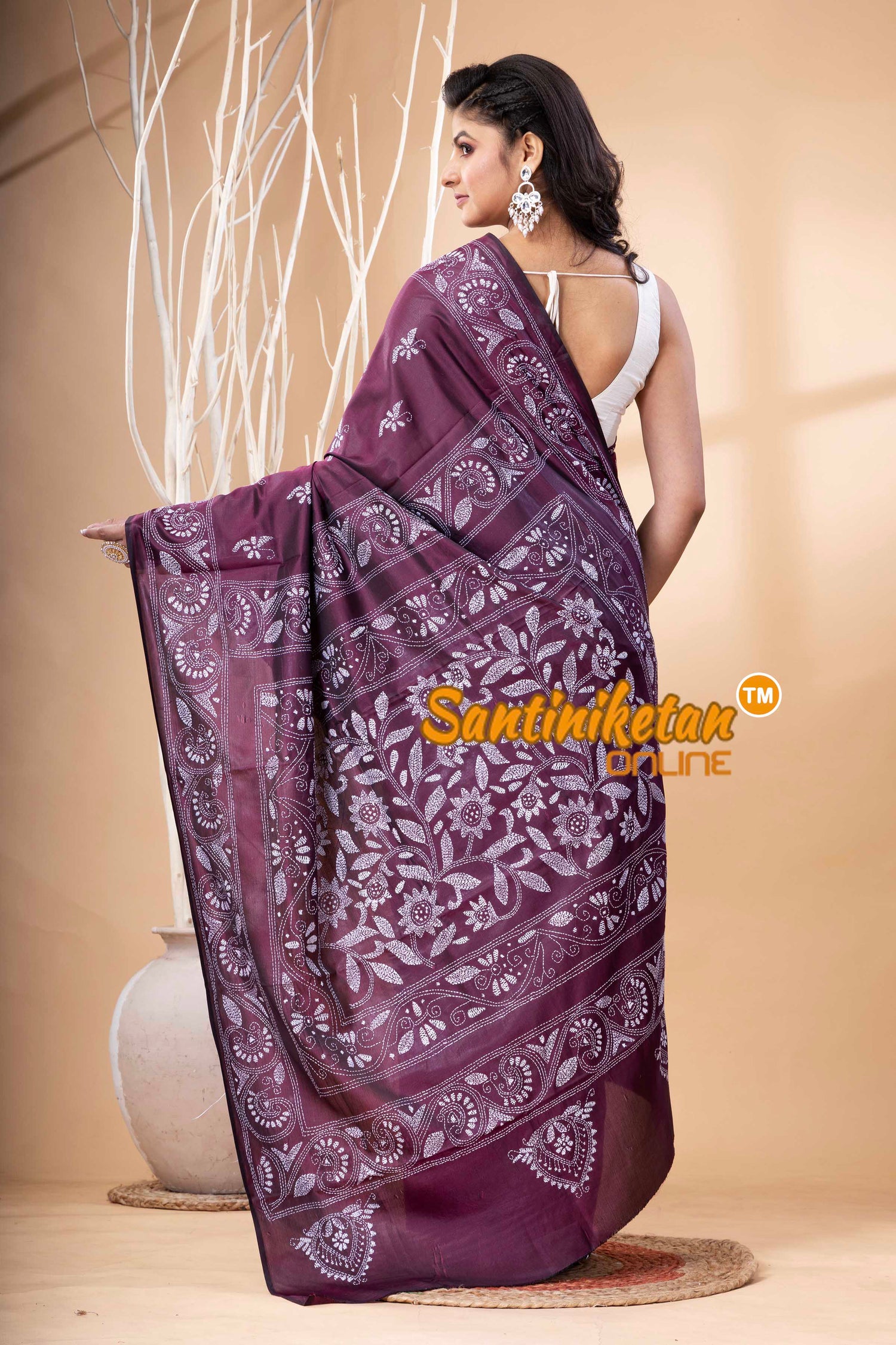 Bangalore Silk Kantha Stitch Saree SN202523606