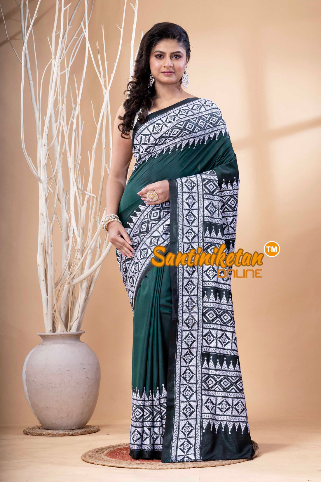 Bangalore Silk Kantha Stitch Saree SN202523630