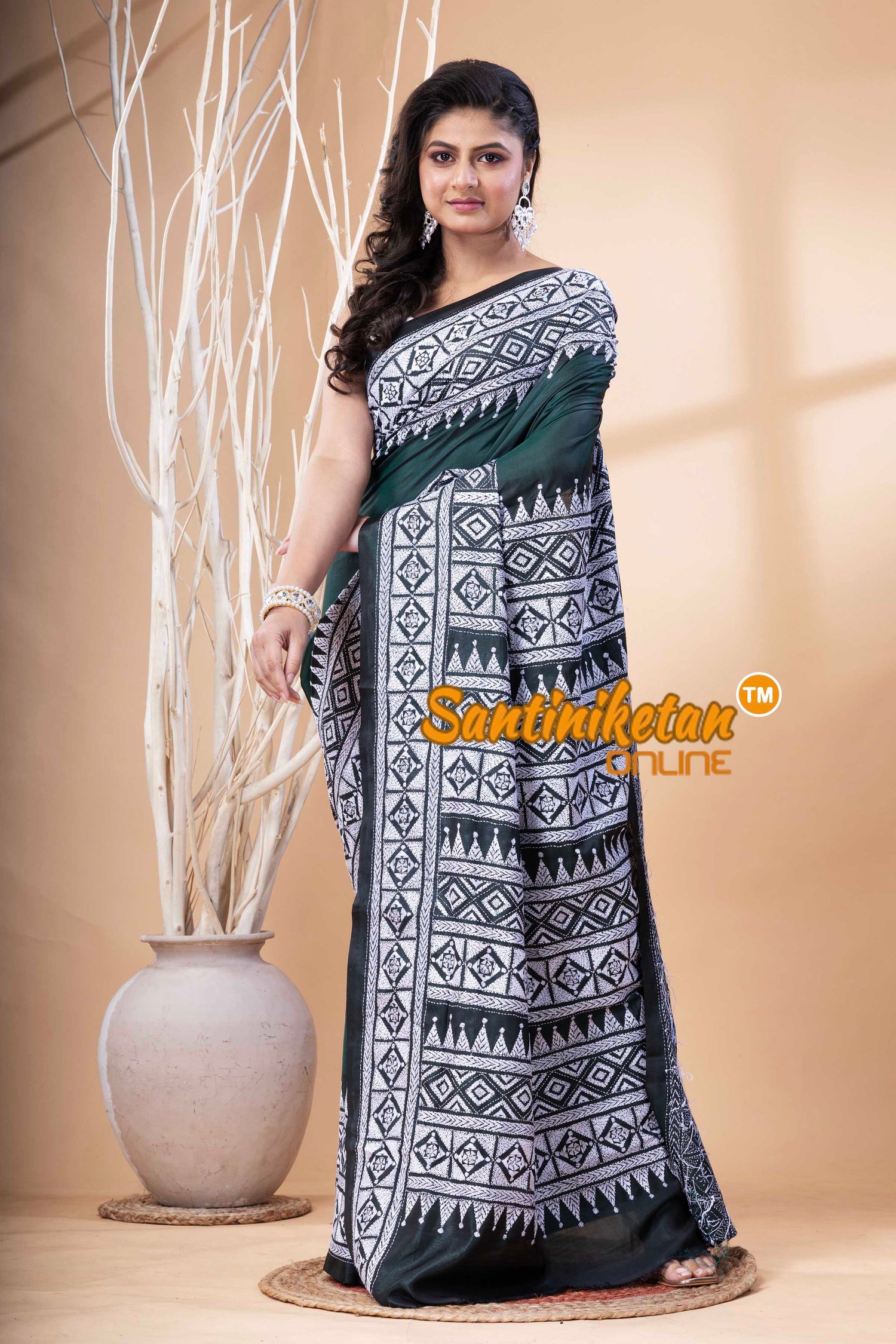 Bangalore Silk Kantha Stitch Saree SN202523630