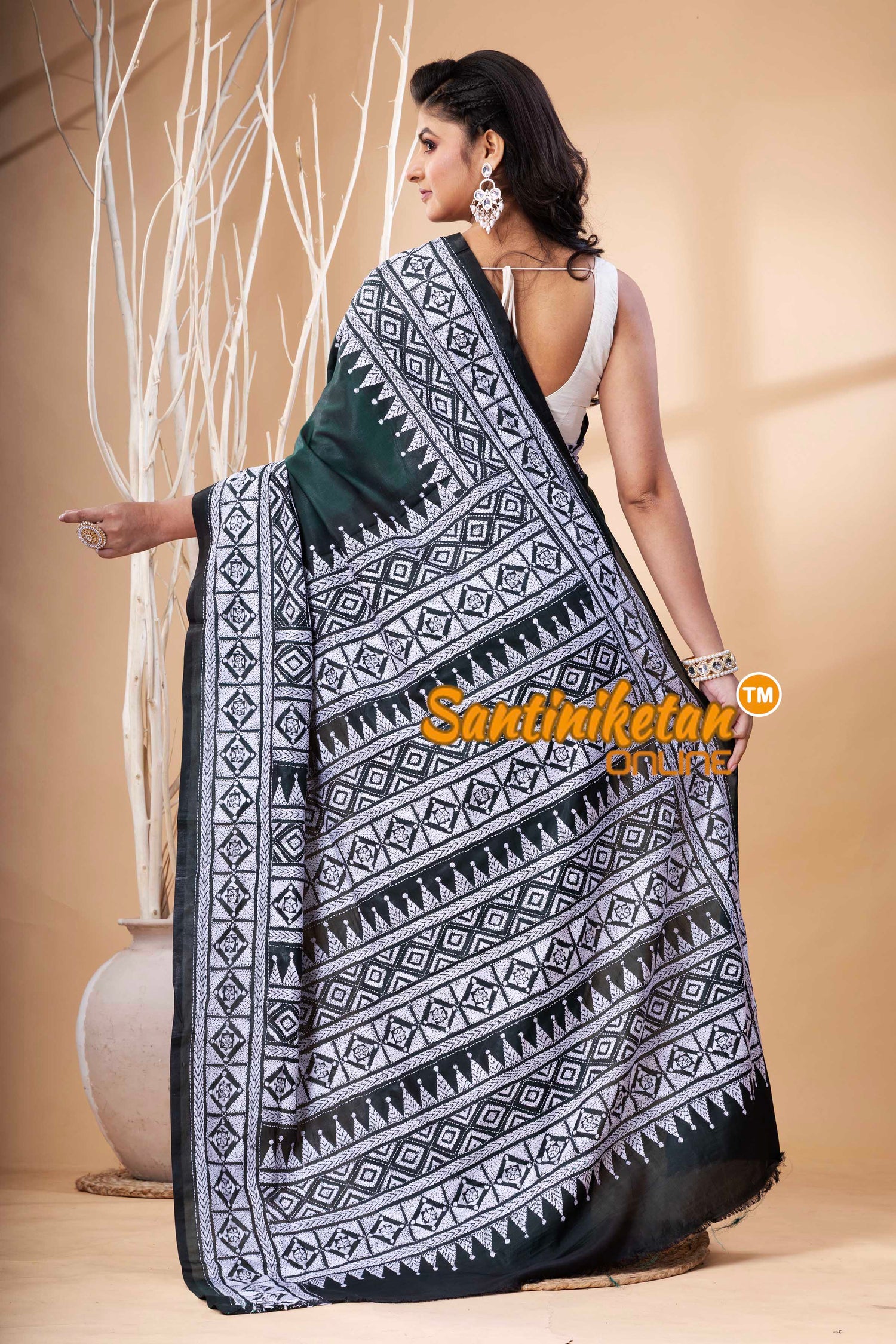 Bangalore Silk Kantha Stitch Saree SN202523630
