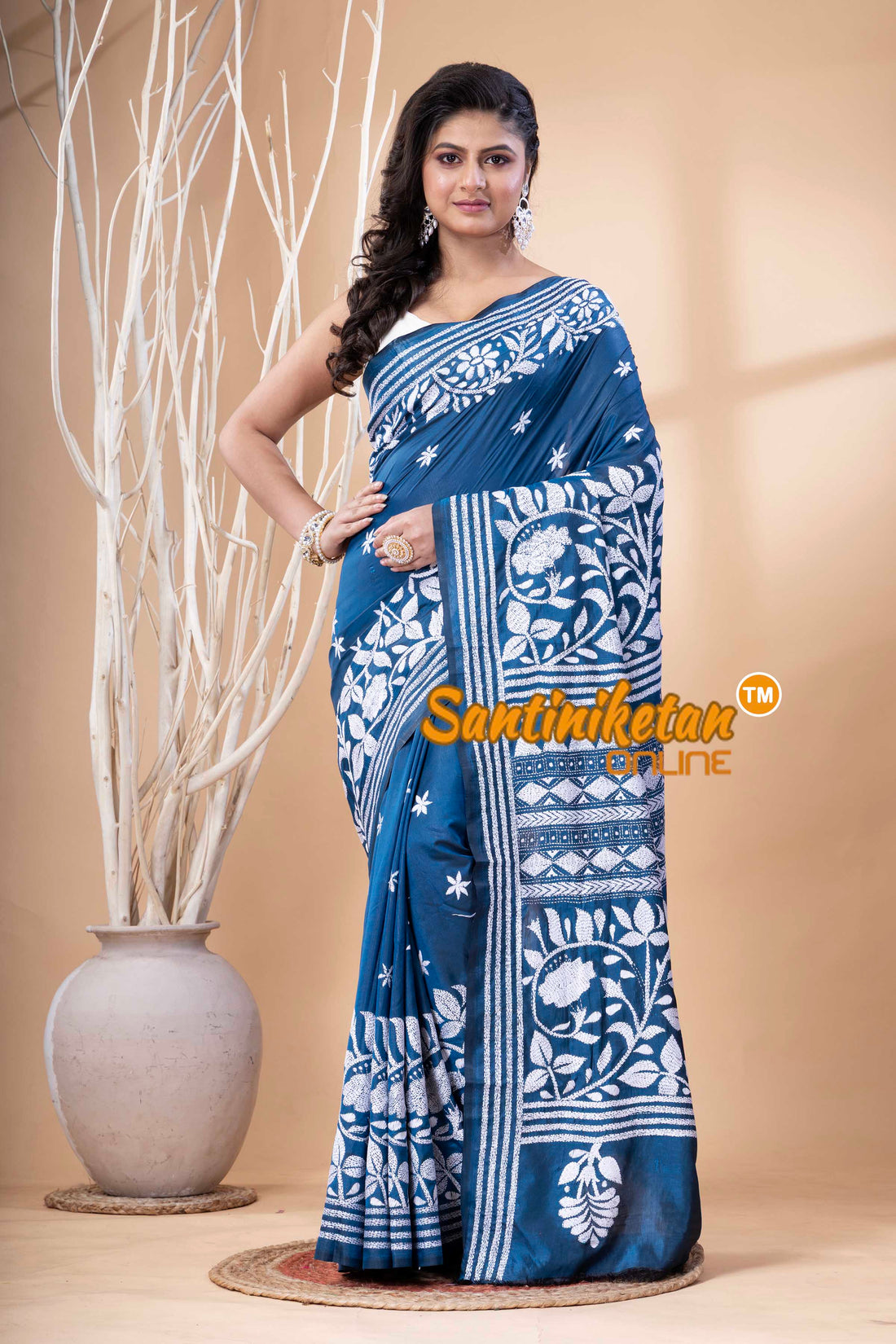 Bangalore Silk Kantha Stitch Saree SN202523636