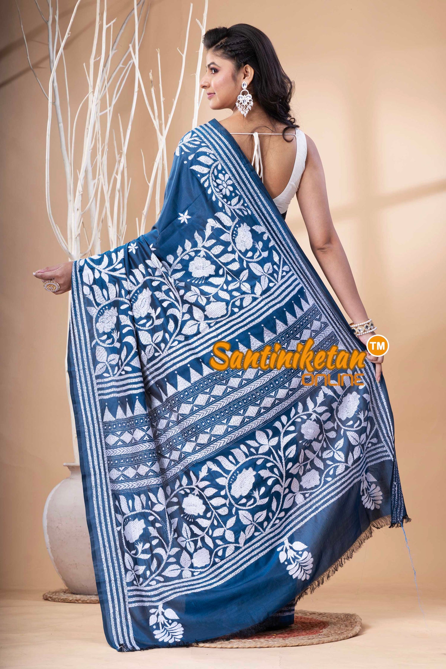 Bangalore Silk Kantha Stitch Saree SN202523636