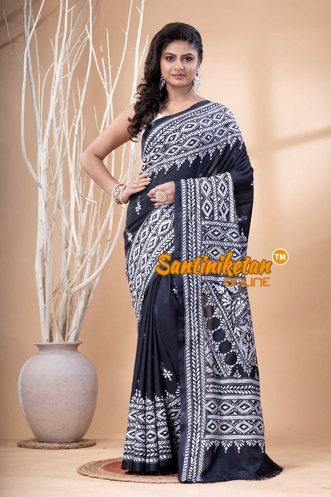 Bangalore Silk Kantha Stitch Saree SN202523641
