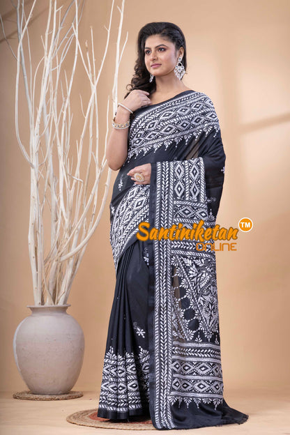 Bangalore Silk Kantha Stitch Saree SN202523641