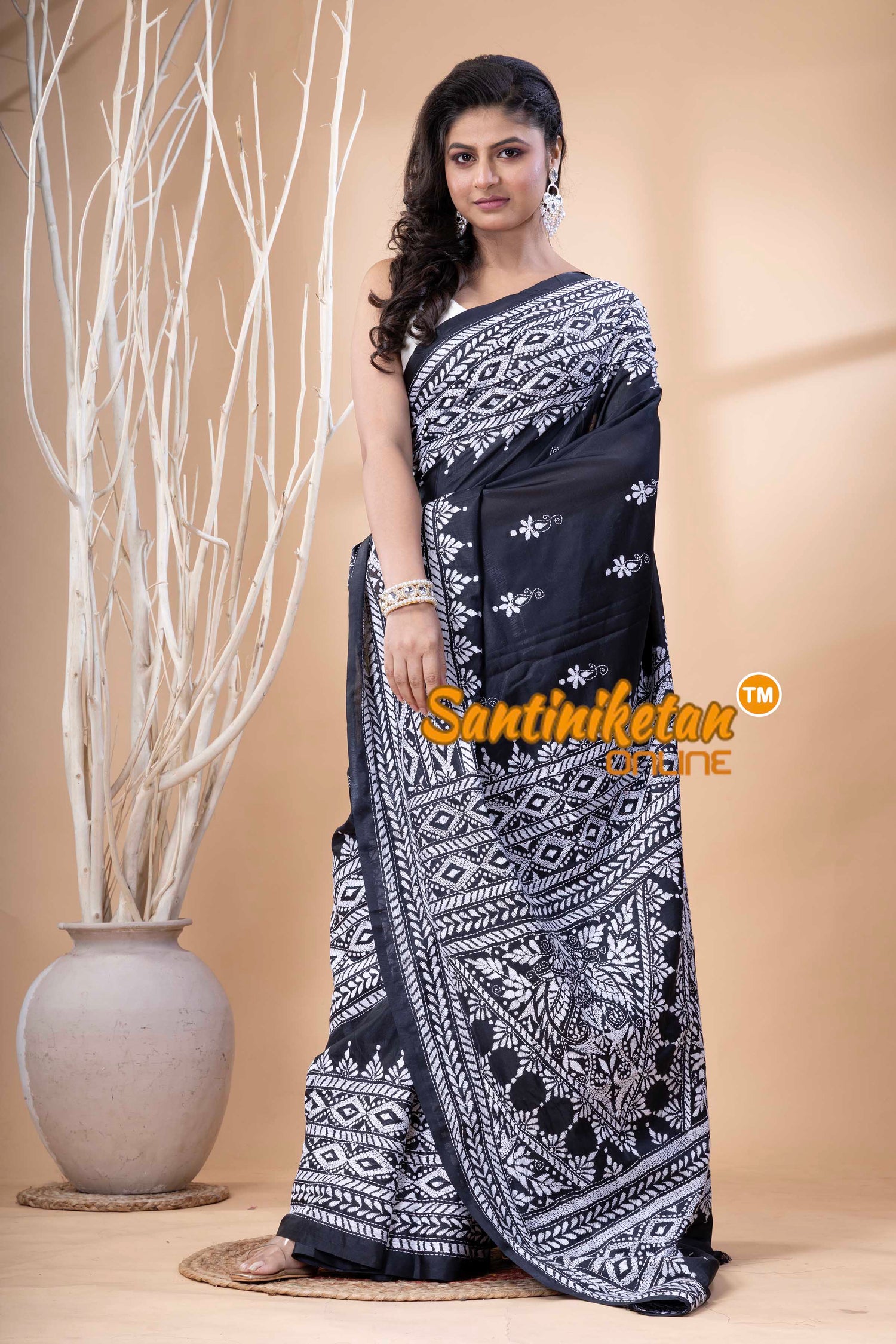Bangalore Silk Kantha Stitch Saree SN202523641
