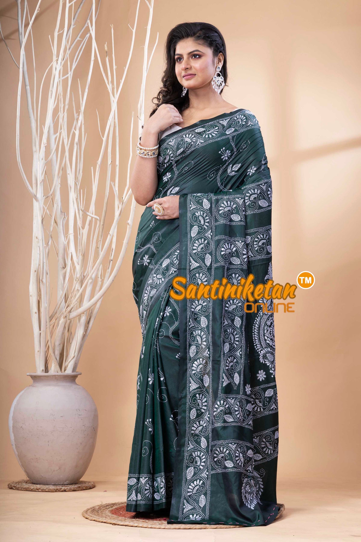 Bangalore Silk Kantha Stitch Saree SN202523671