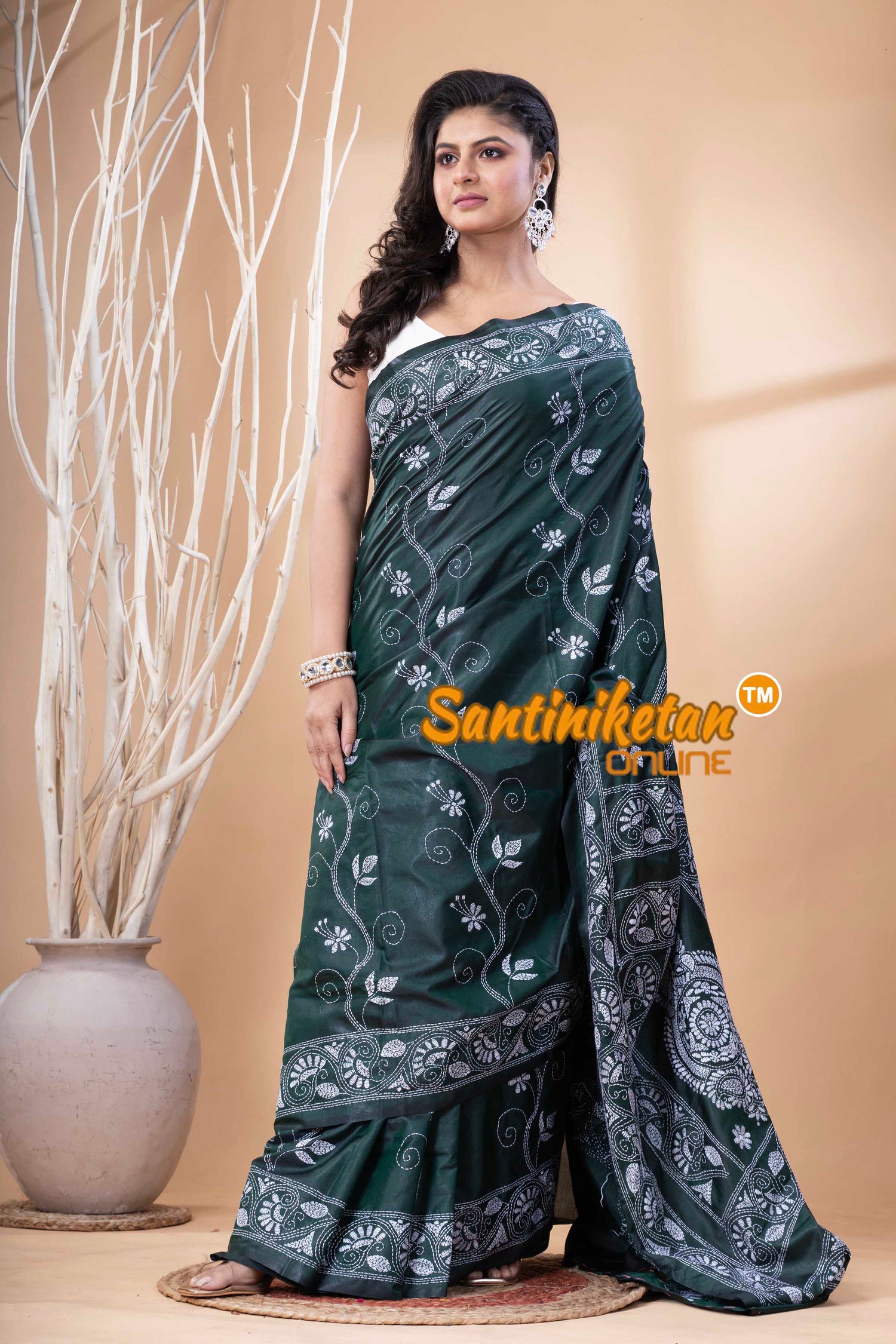 Bangalore Silk Kantha Stitch Saree SN202523671