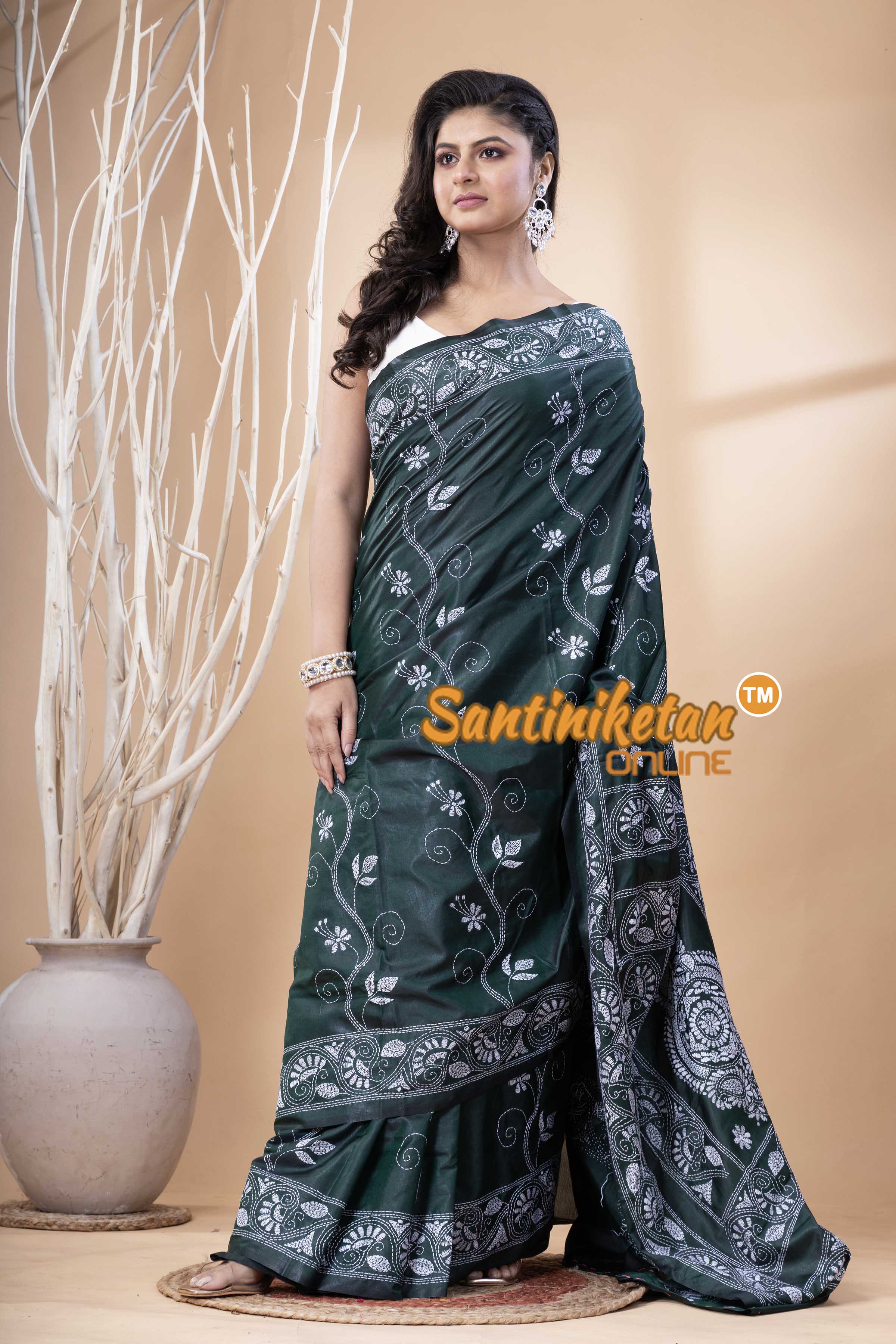 Bangalore Silk Kantha Stitch Saree SN202523671