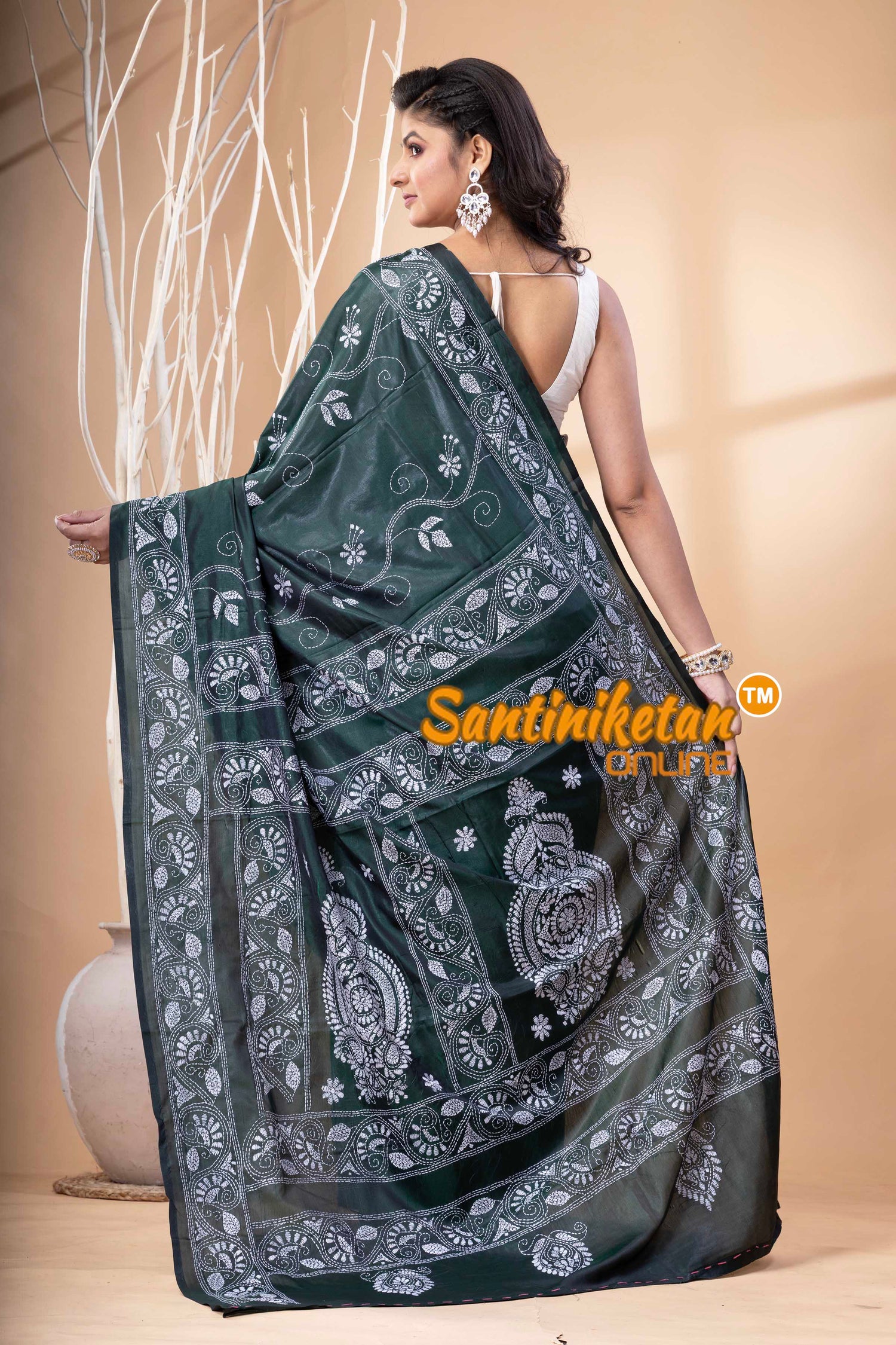 Bangalore Silk Kantha Stitch Saree SN202523671