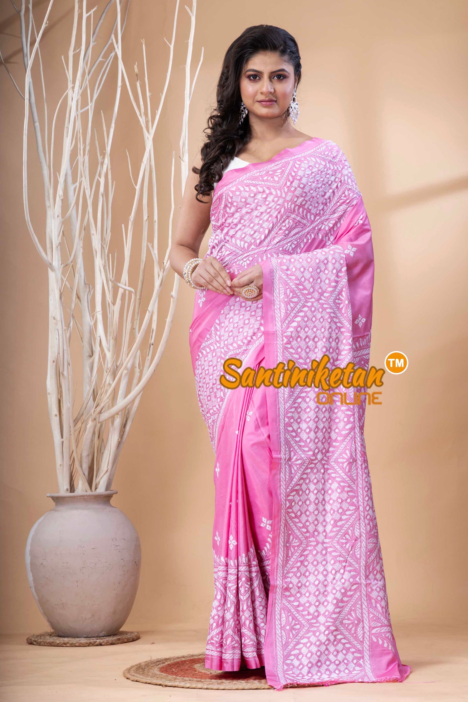 Bangalore Silk Kantha Stitch Saree SN202523677