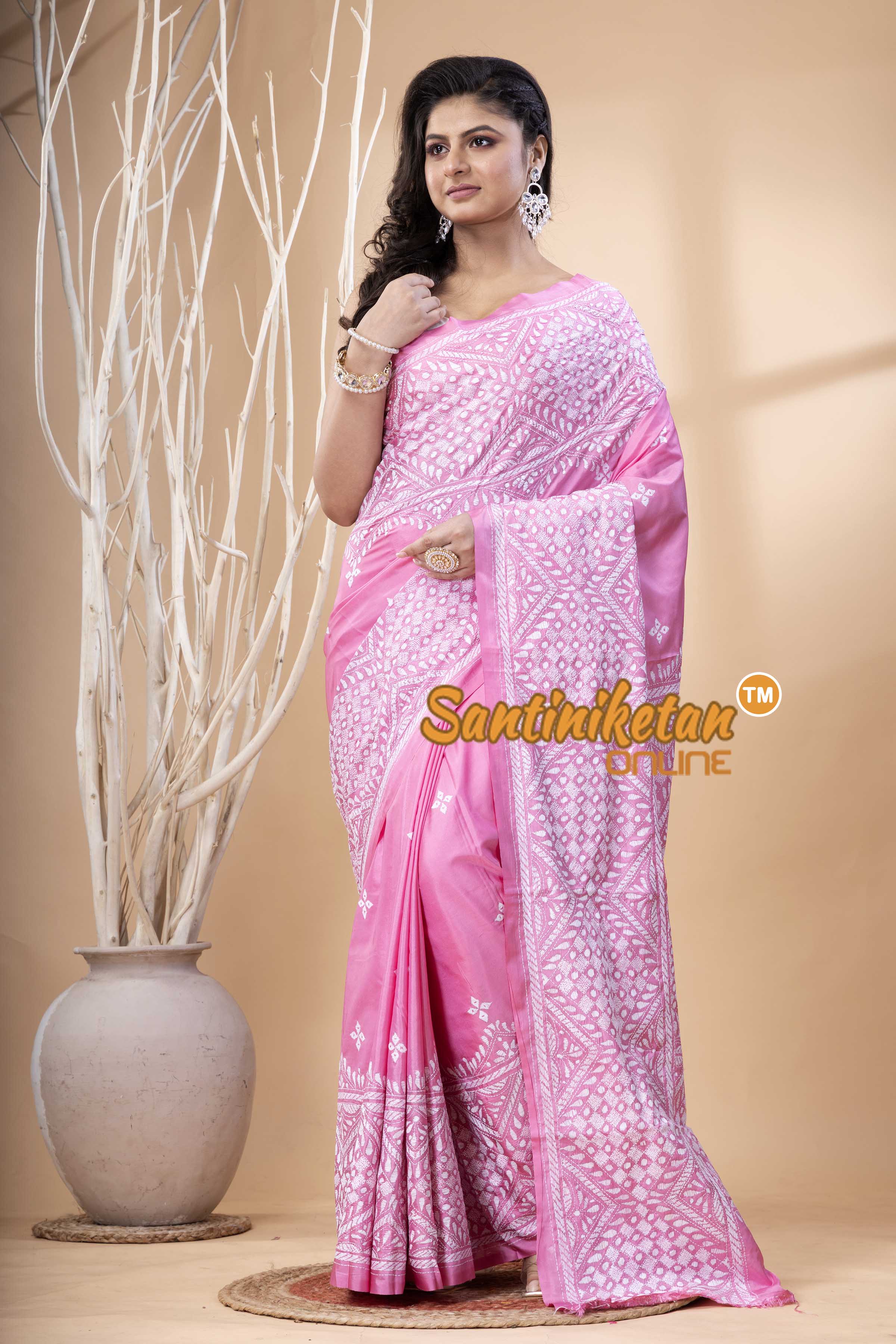 Bangalore Silk Kantha Stitch Saree SN202523677