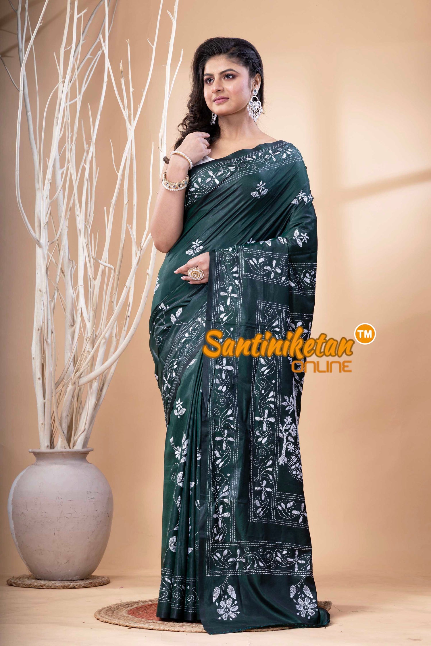 Bangalore Silk Kantha Stitch Saree SN202523683