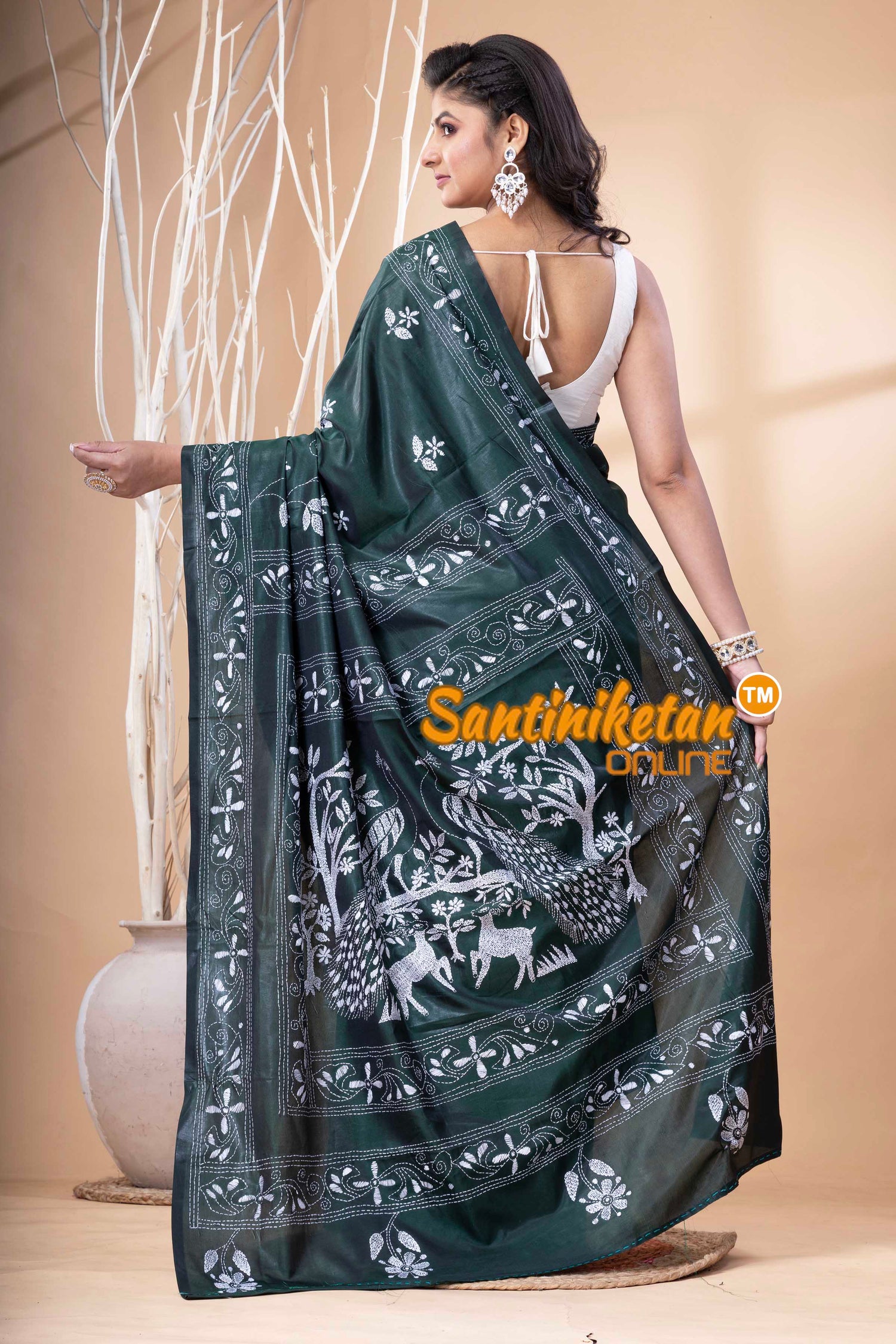 Bangalore Silk Kantha Stitch Saree SN202523683