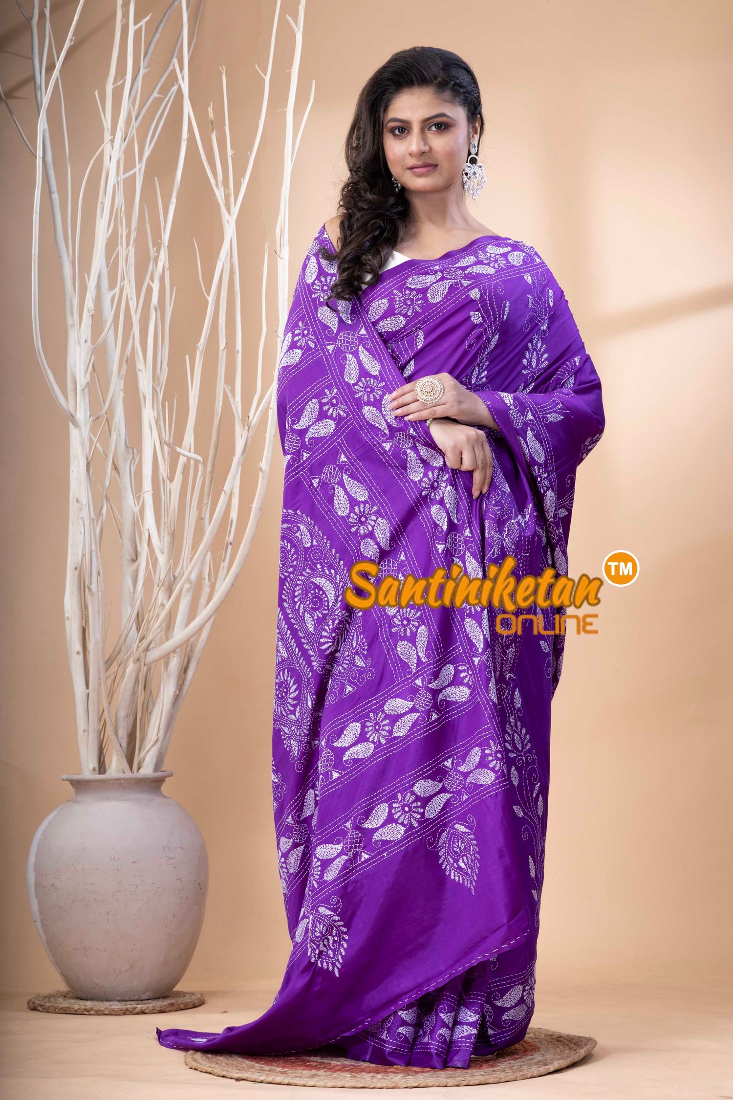 Bangalore Silk Kantha Stitch Saree SN202523712