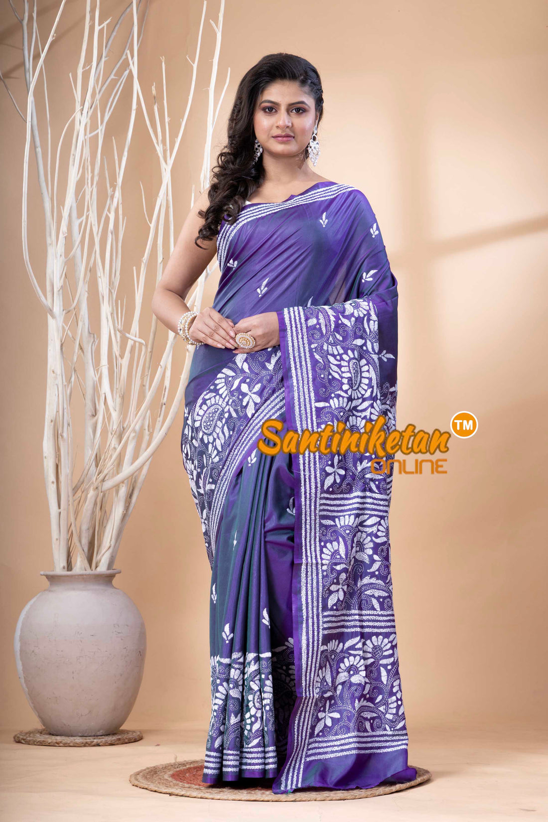 Bangalore Silk Kantha Stitch Saree SN202523718