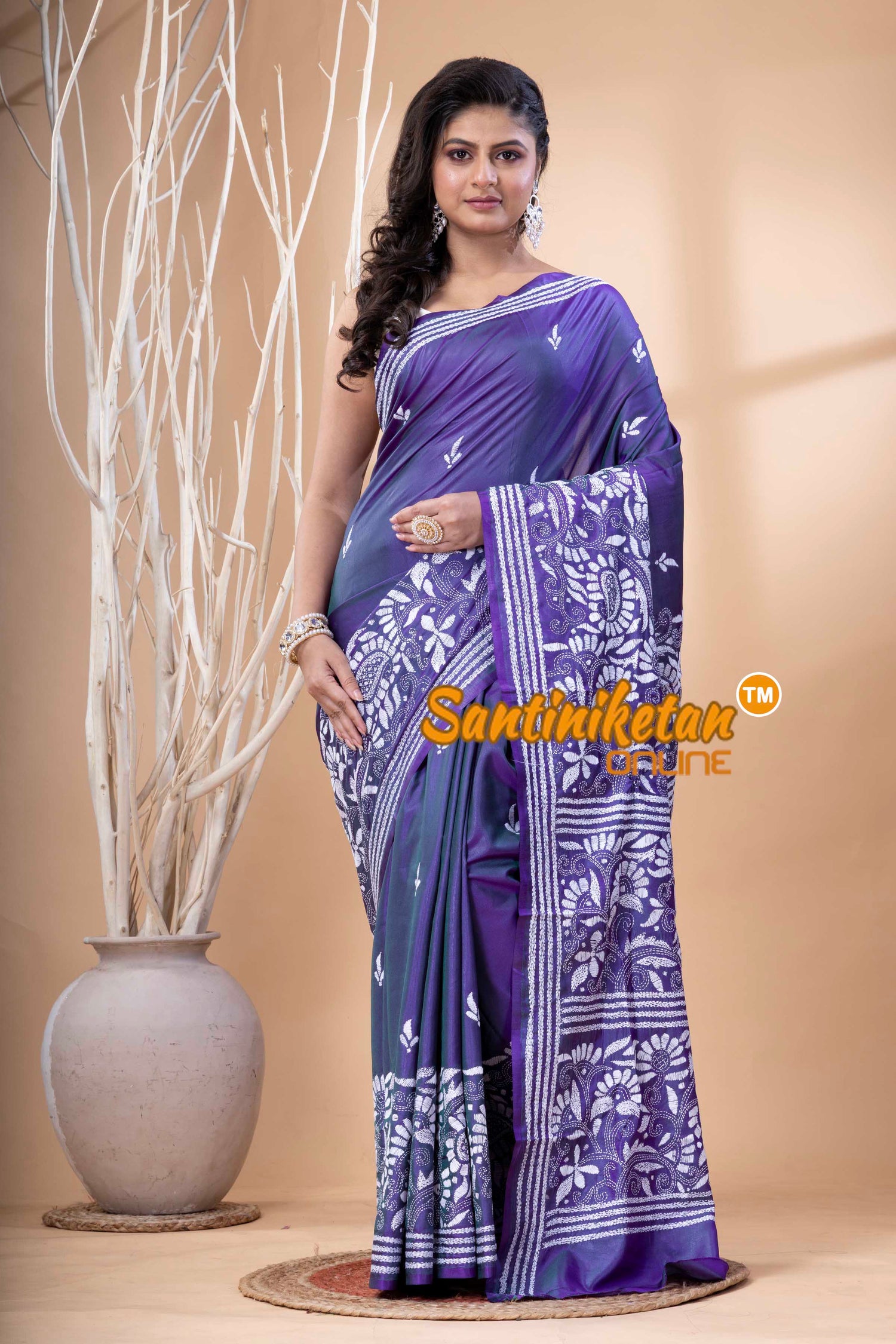 Bangalore Silk Kantha Stitch Saree SN202523718