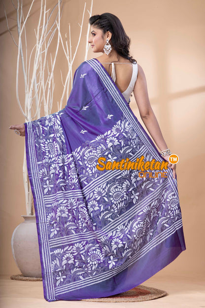 Bangalore Silk Kantha Stitch Saree SN202523718
