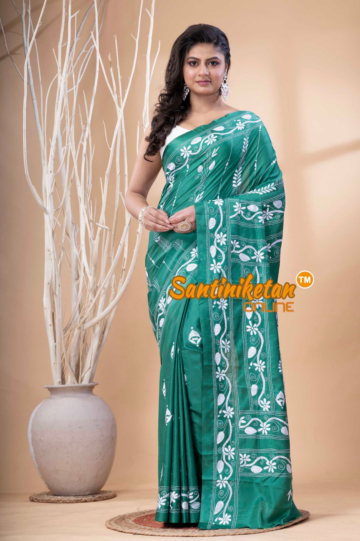 Bangalore Silk Kantha Stitch Saree SN202523731