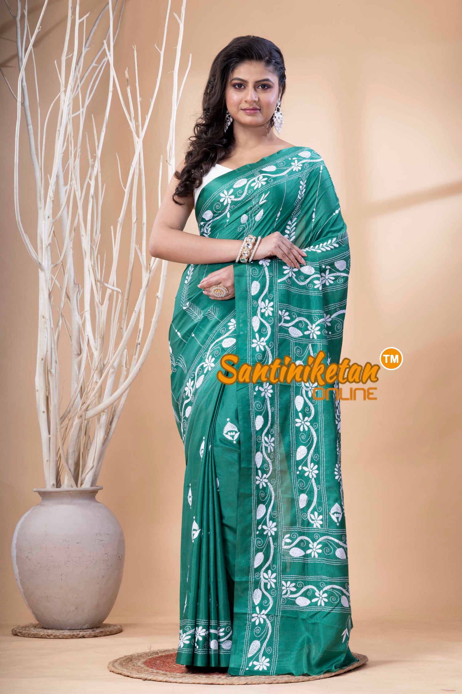 Bangalore Silk Kantha Stitch Saree SN202523731