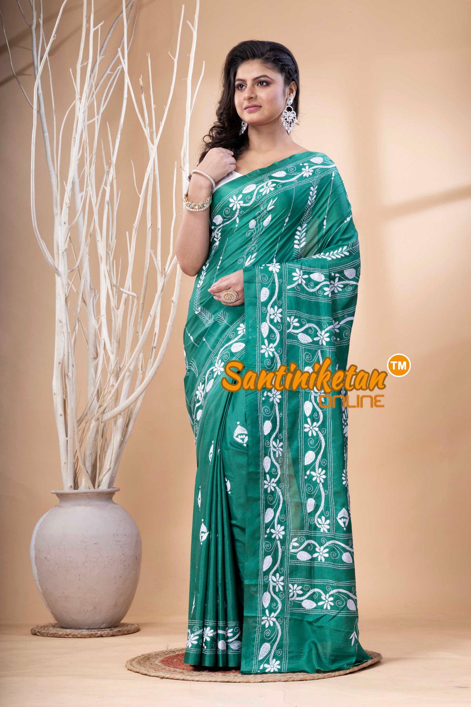 Bangalore Silk Kantha Stitch Saree SN202523731