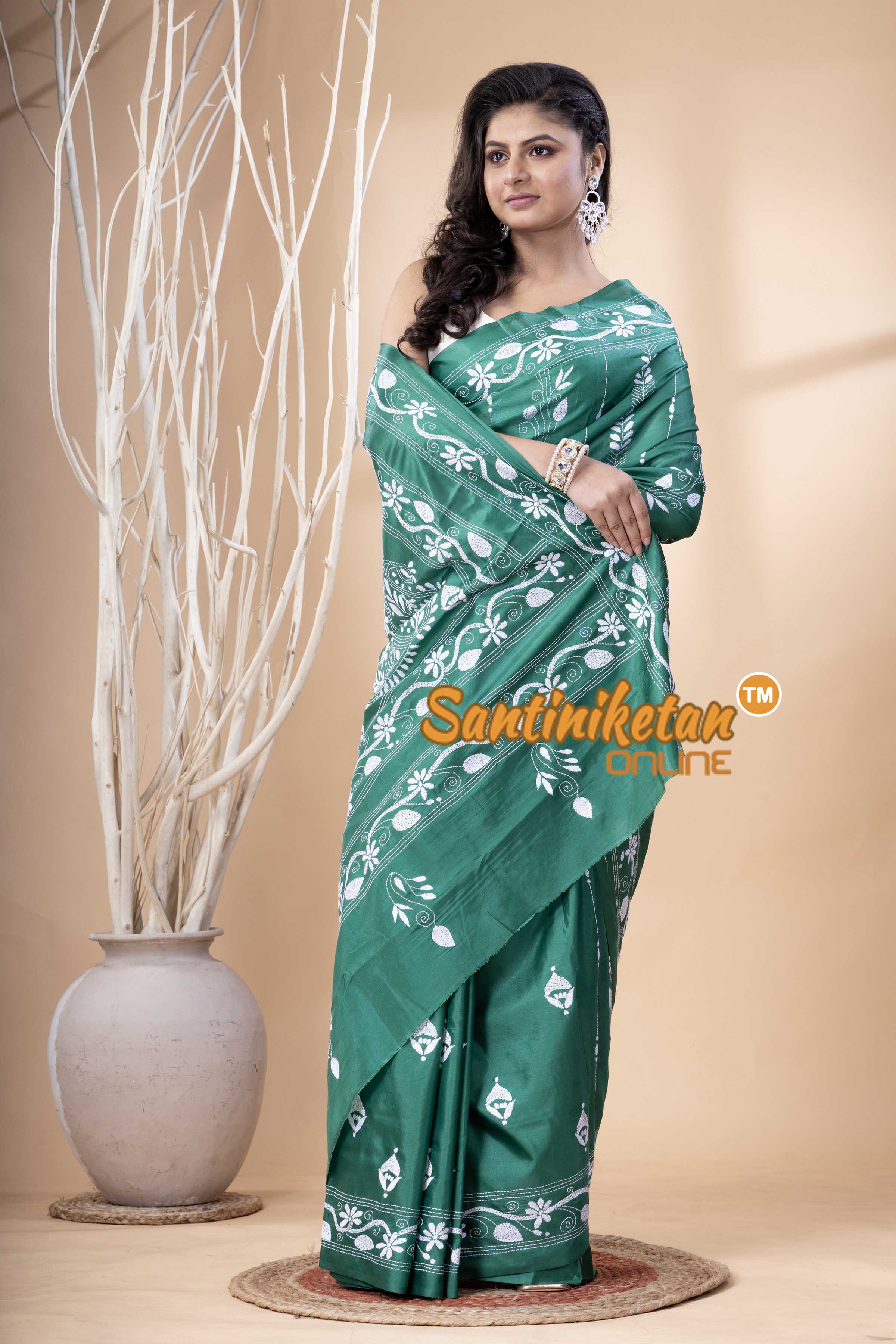 Bangalore Silk Kantha Stitch Saree SN202523731