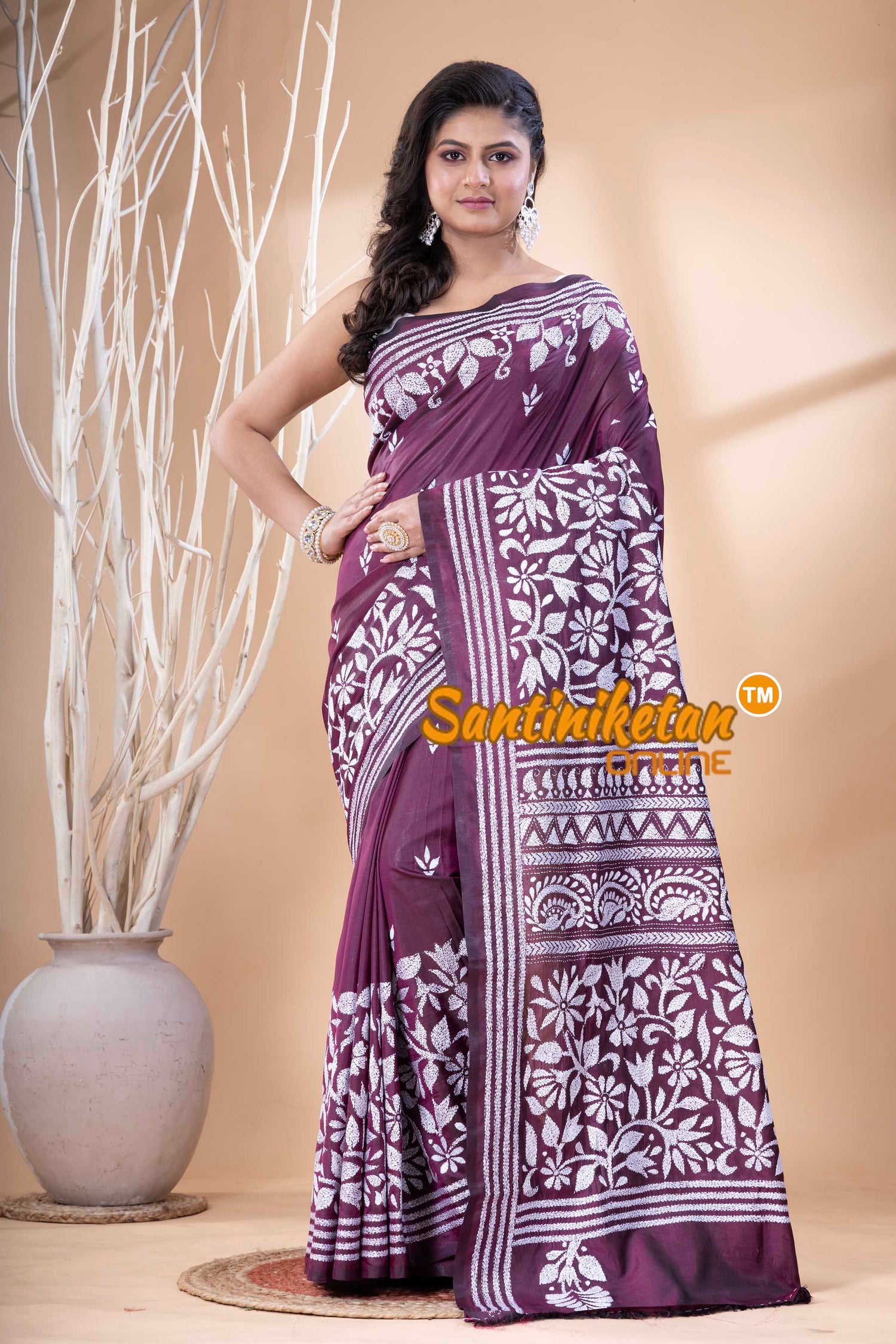 Bangalore Silk Kantha Stitch Saree SN202523738
