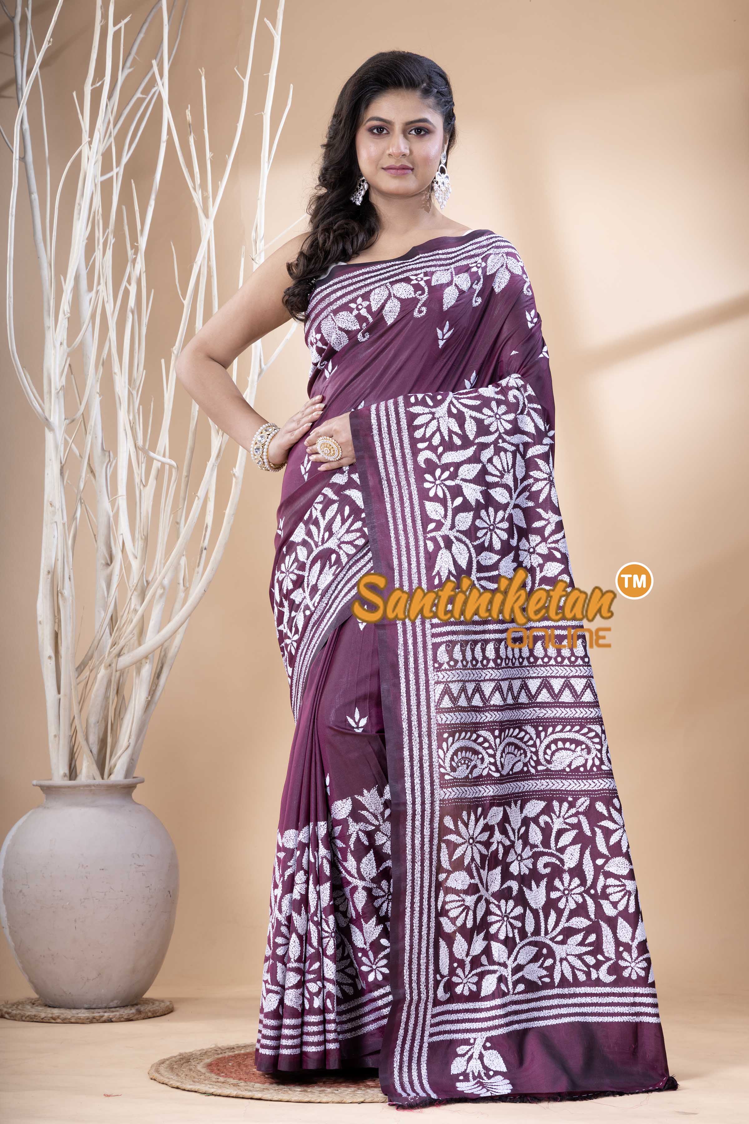 Bangalore Silk Kantha Stitch Saree SN202523738