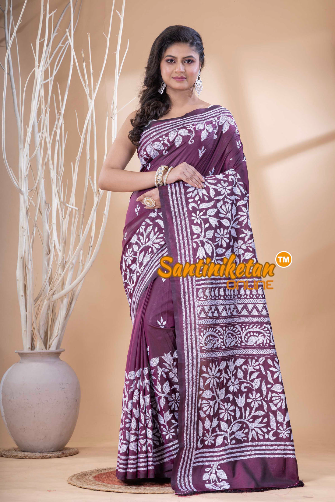 Bangalore Silk Kantha Stitch Saree SN202523738