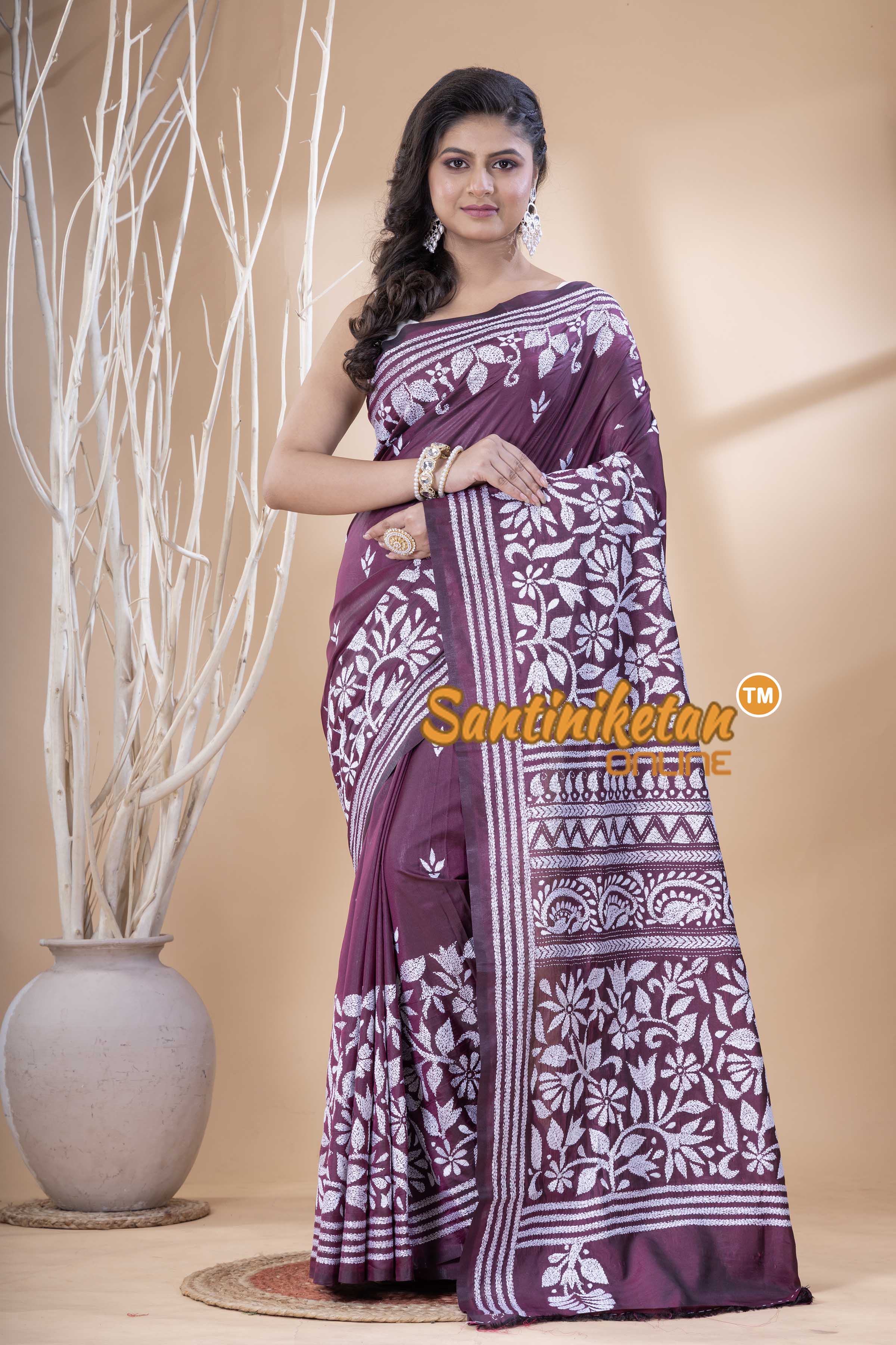 Bangalore Silk Kantha Stitch Saree SN202523738