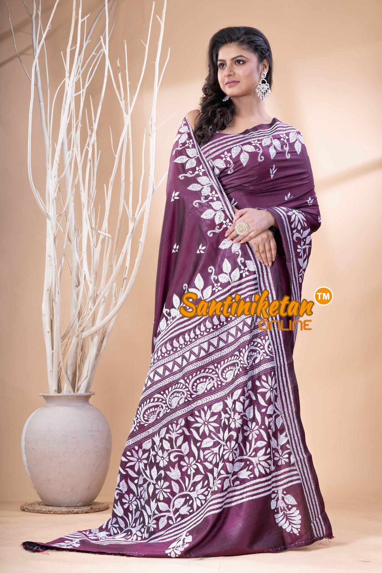 Bangalore Silk Kantha Stitch Saree SN202523738