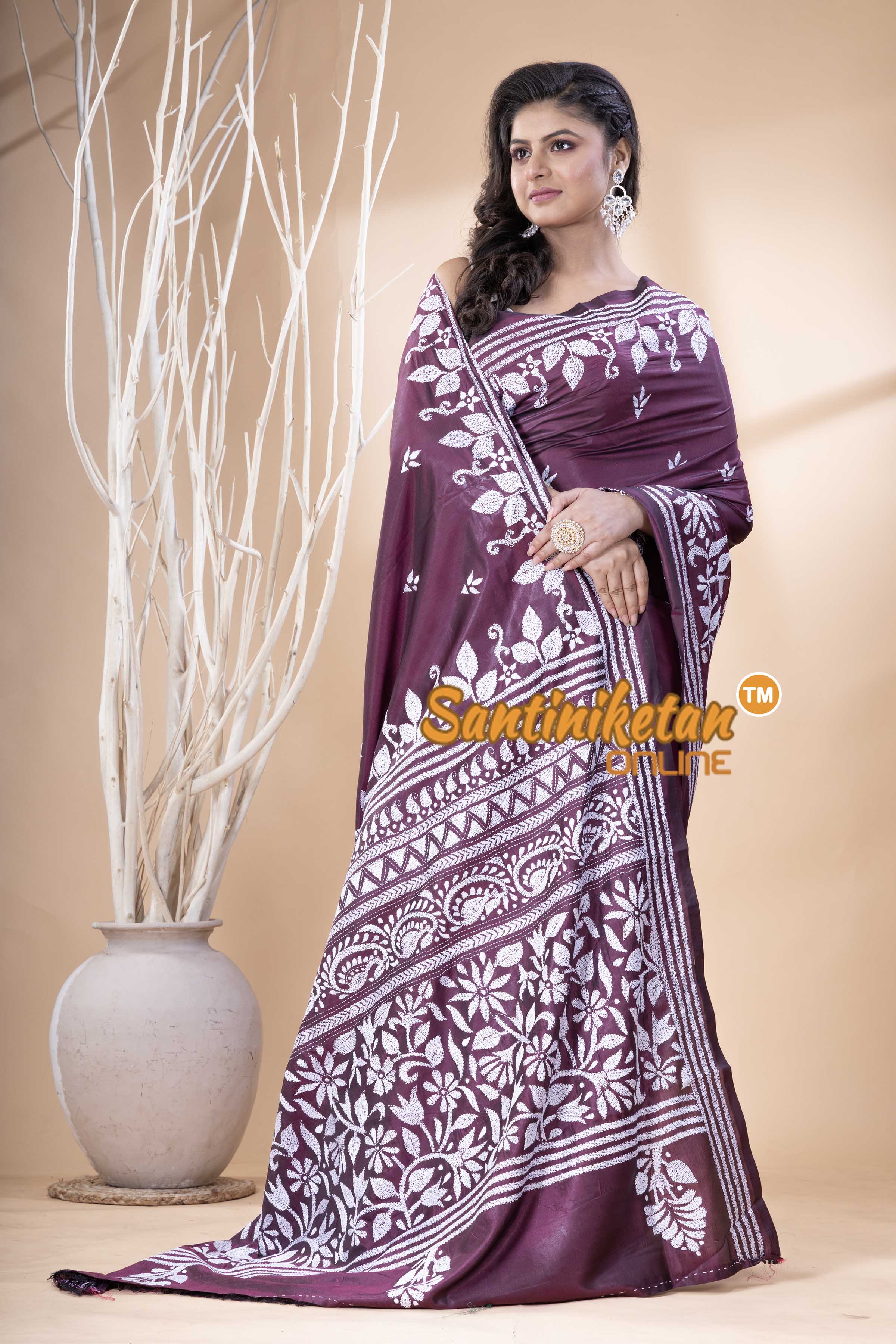 Bangalore Silk Kantha Stitch Saree SN202523738
