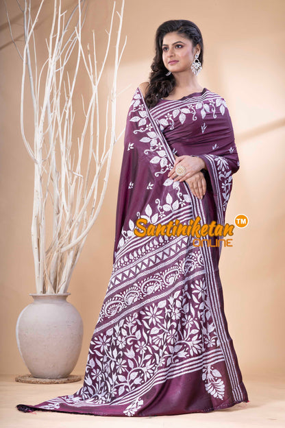 Bangalore Silk Kantha Stitch Saree SN202523738