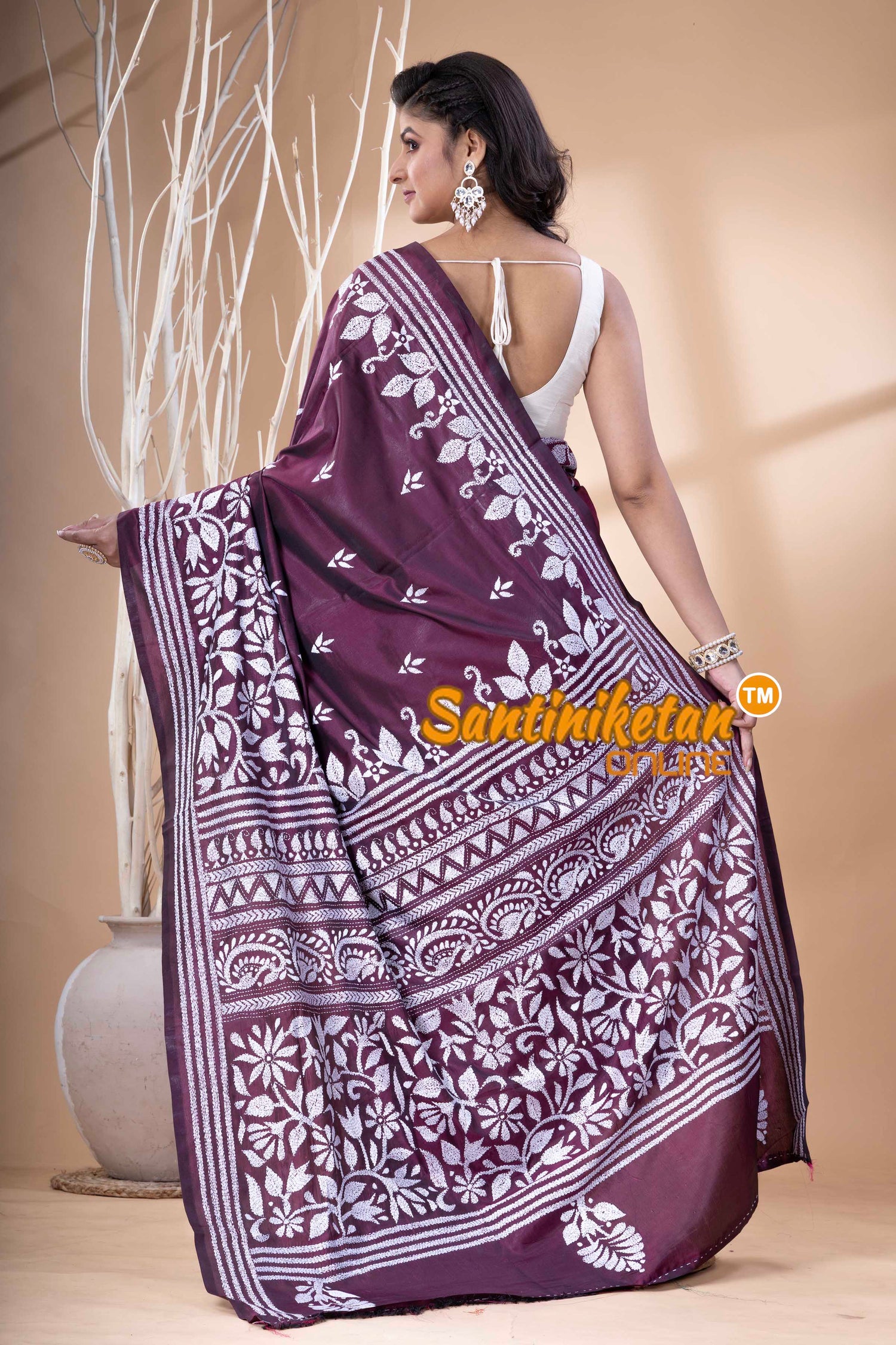 Bangalore Silk Kantha Stitch Saree SN202523738