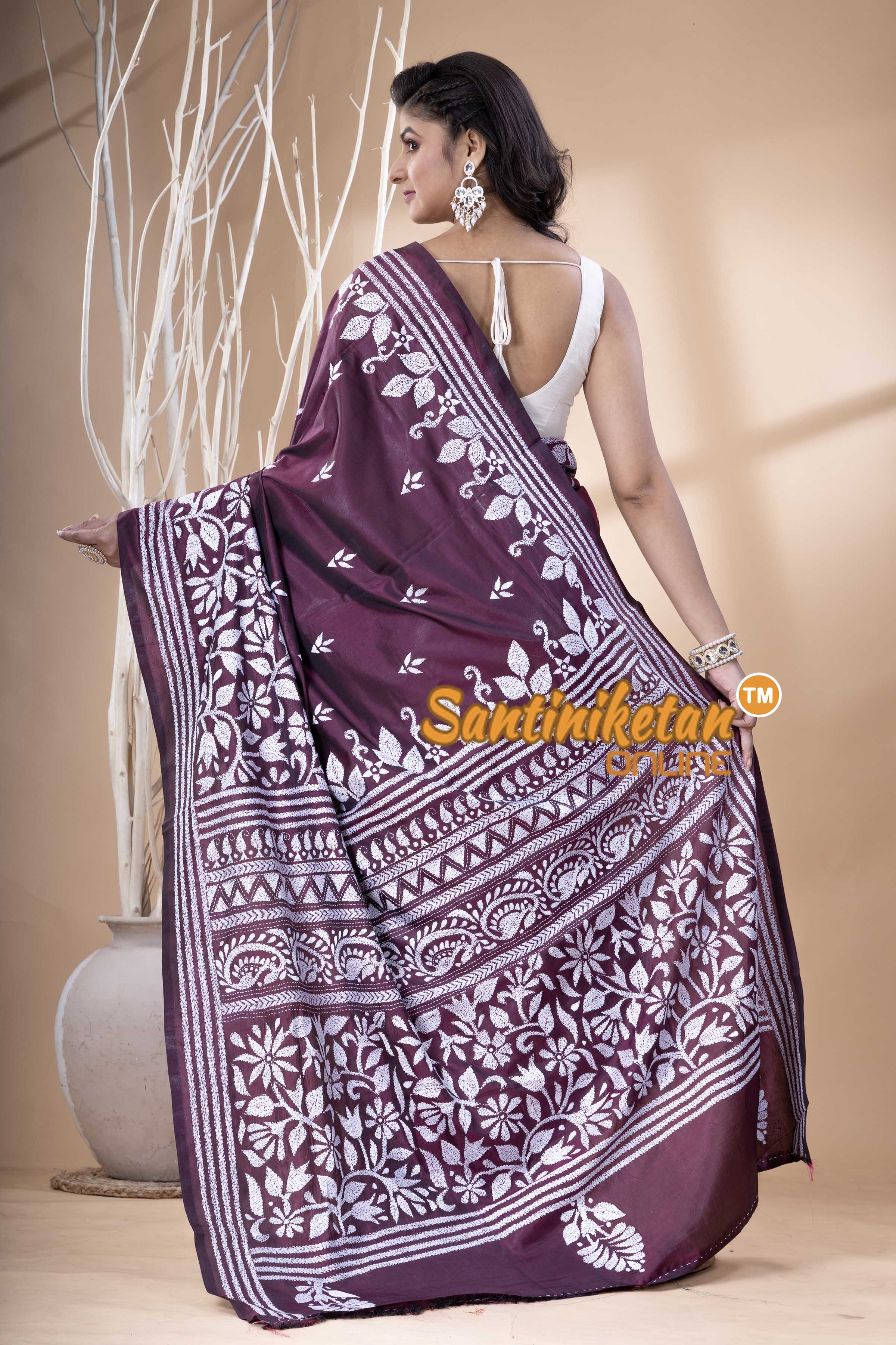 Bangalore Silk Kantha Stitch Saree SN202523738