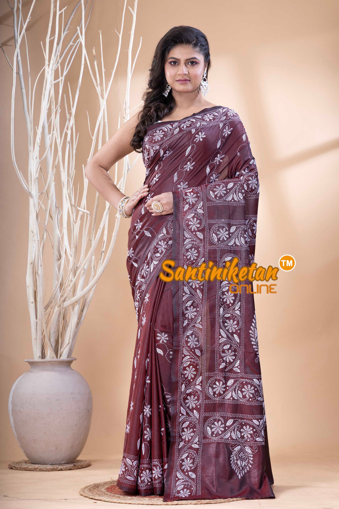 Bangalore Silk Kantha Stitch Saree SN202523744