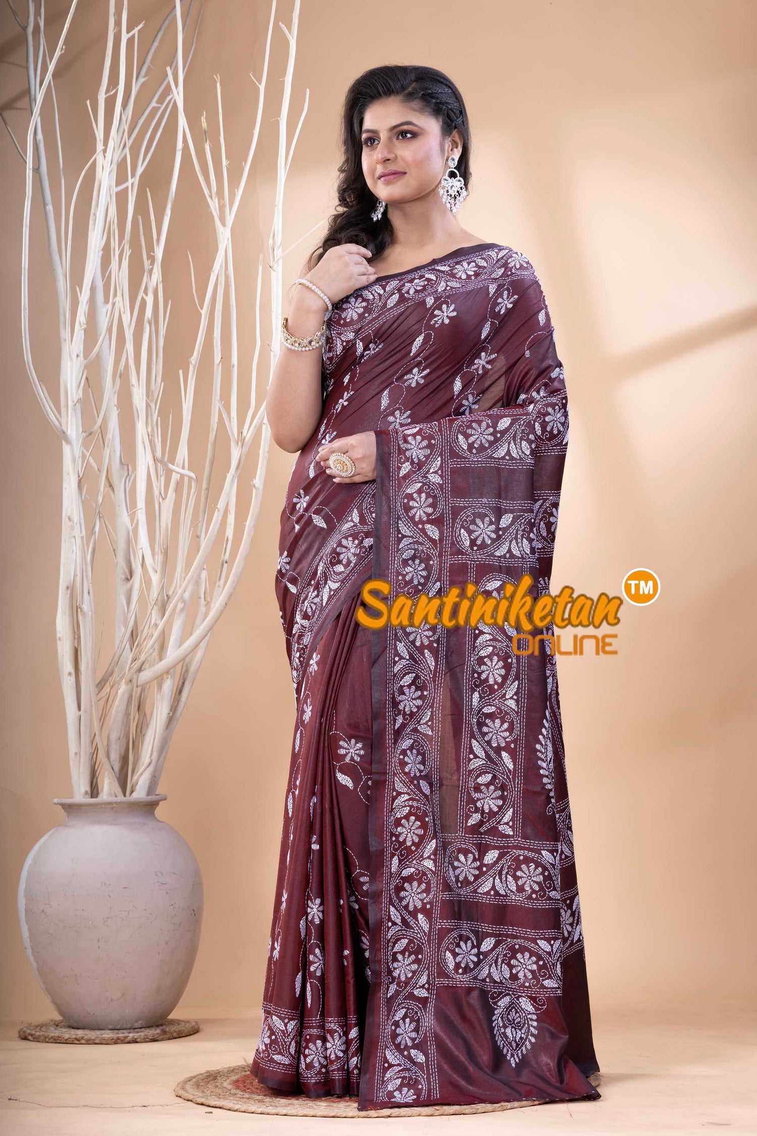 Bangalore Silk Kantha Stitch Saree SN202523744